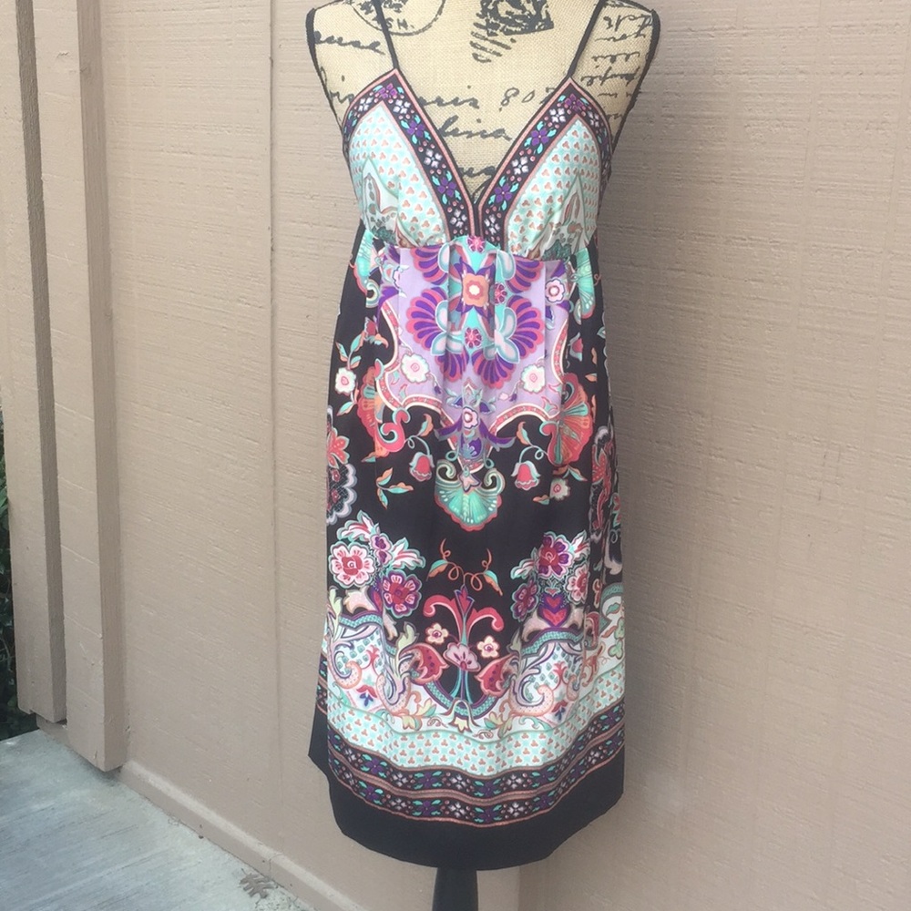 Silky Colorful Sleeveless Dress Sz 10 Dressbarn - Picture 4 of 17